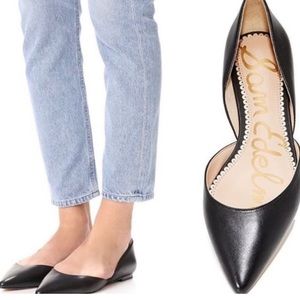 Sam Edelman Rodney Pointed Toe Flat- Black Leather, 6.5